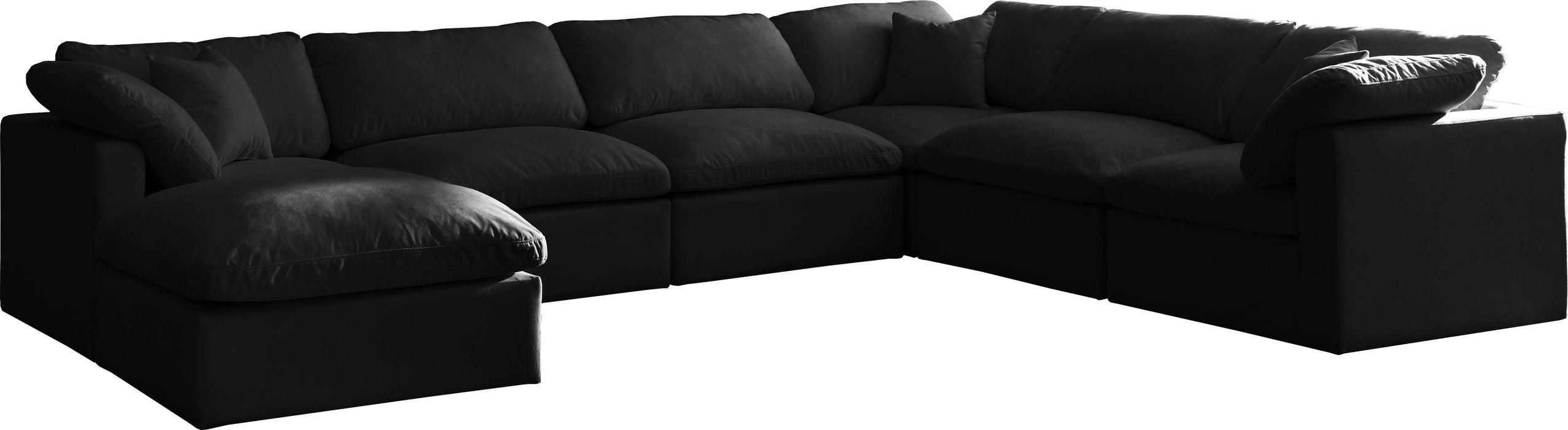 Plush Black Velvet Standard Cloud Modular Sectional - Royal Furniture & Gifts (MI) - Multi Location