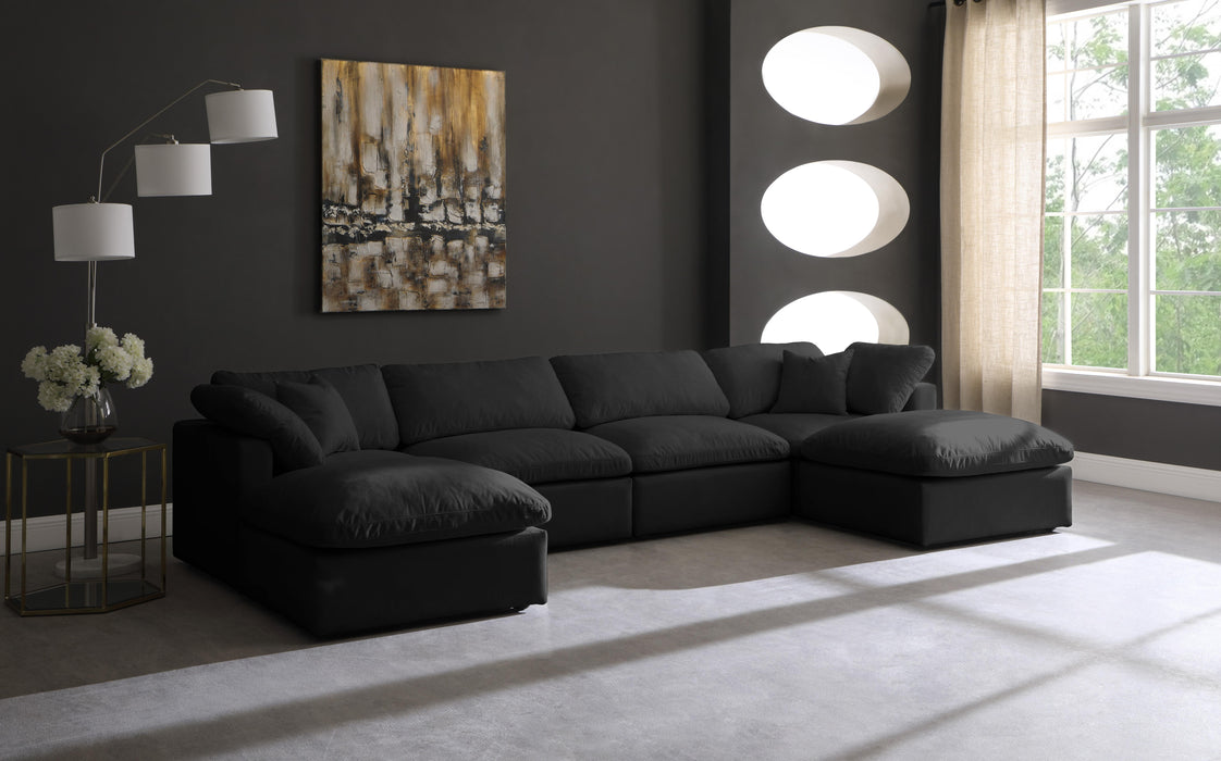Plush Black Velvet Standard Cloud Modular Sectional - Royal Furniture & Gifts (MI) - Multi Location