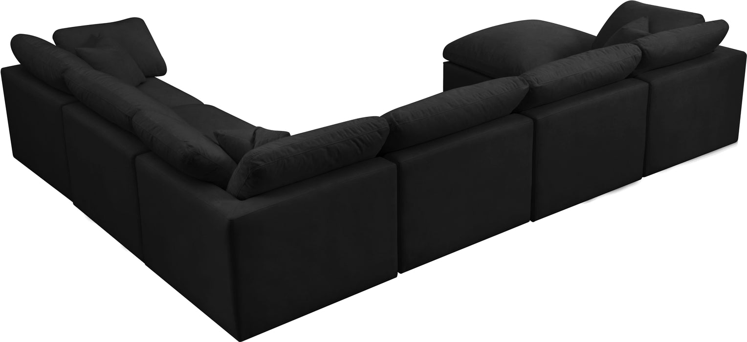 Plush Black Velvet Standard Cloud Modular Sectional - Royal Furniture & Gifts (MI) - Multi Location
