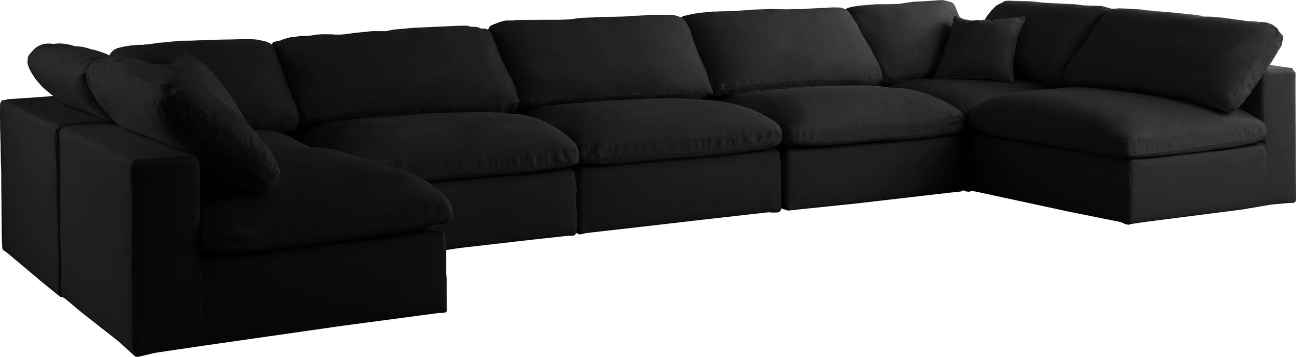 Plush Black Velvet Standard Cloud Modular Sectional - Royal Furniture & Gifts (MI) - Multi Location