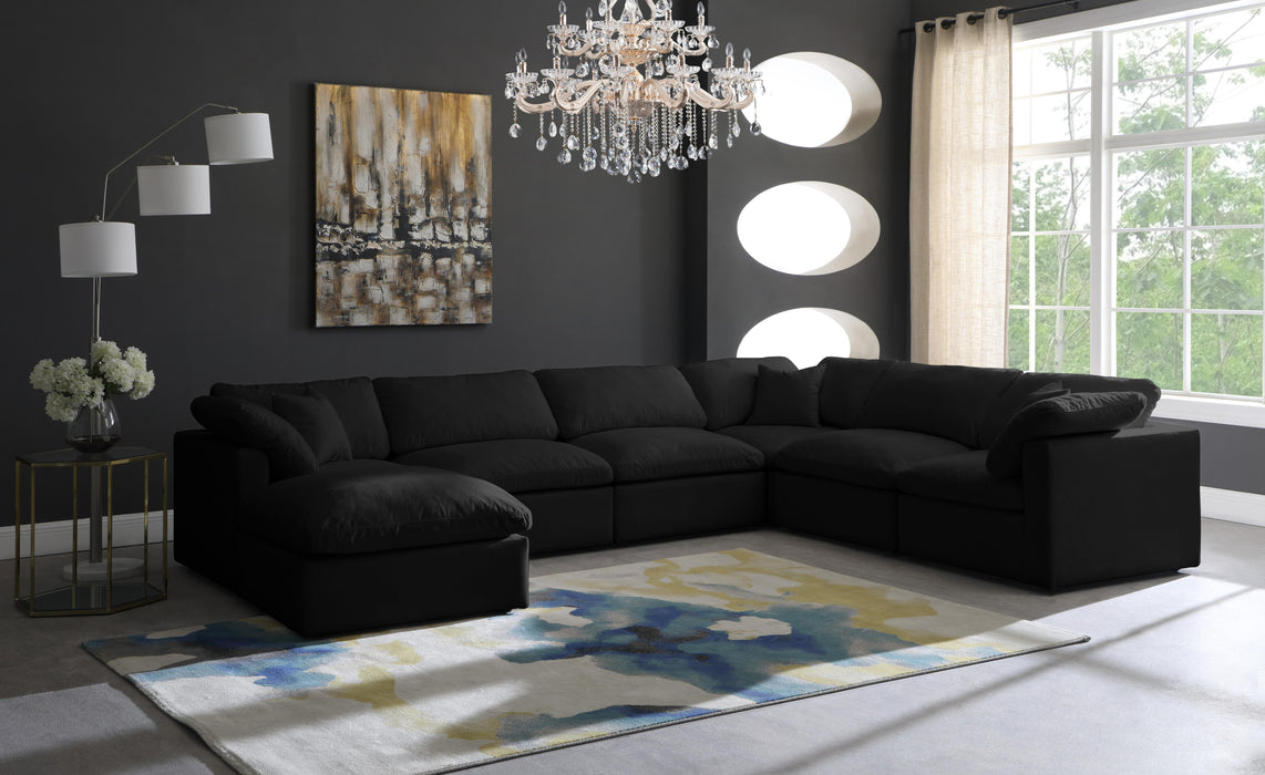 Plush Black Velvet Standard Cloud Modular Sectional - Royal Furniture & Gifts (MI) - Multi Location