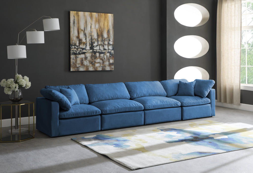 Plush Navy Velvet Standard Cloud Modular Sofa - Royal Furniture & Gifts (MI) - Multi Location
