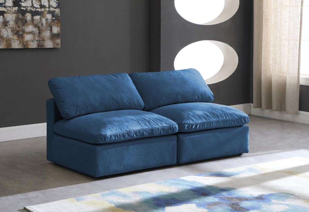 Plush Navy Velvet Standard Cloud Modular Sofa - Royal Furniture & Gifts (MI) - Multi Location