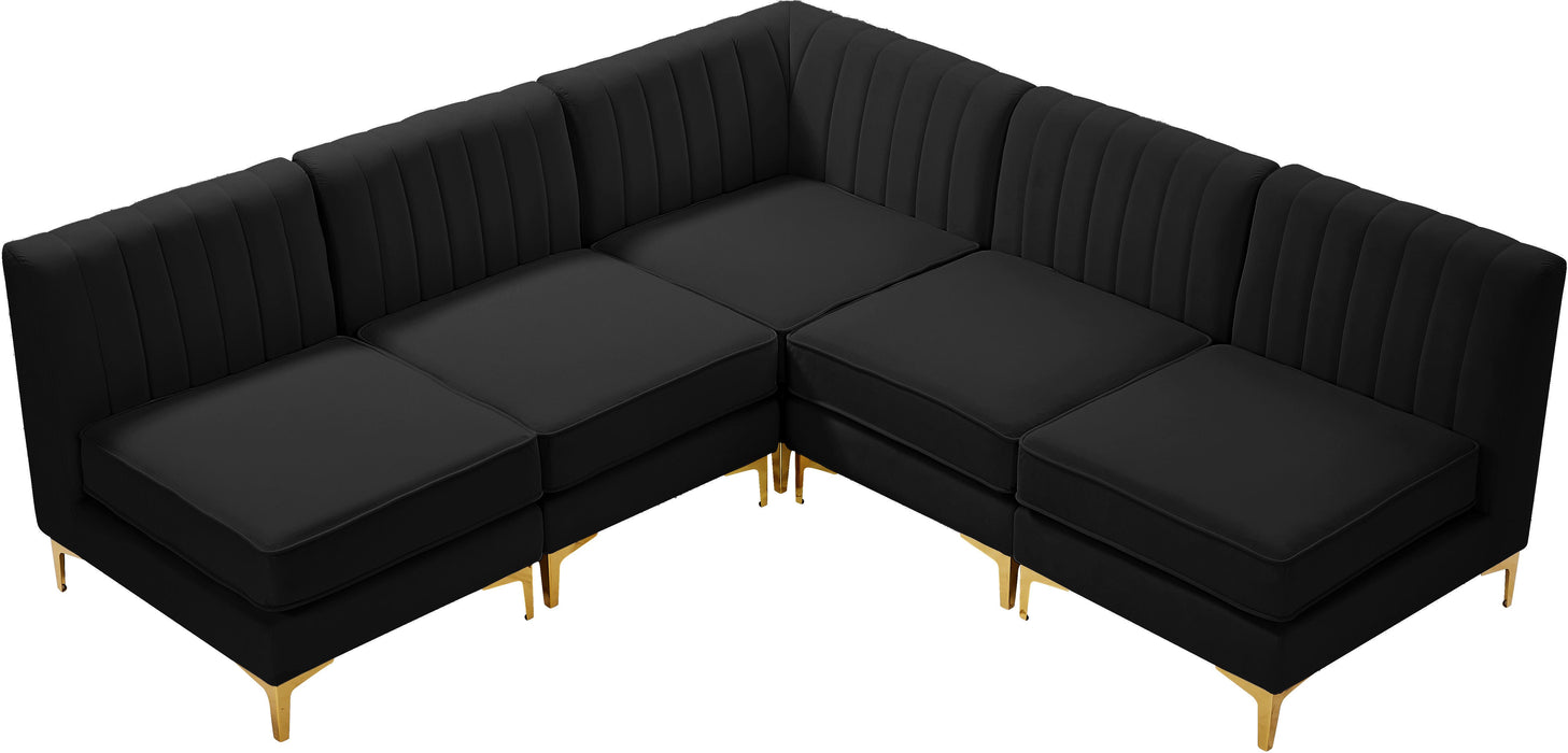 Alina Black Velvet Modular Sectional - Royal Furniture & Gifts (MI) - Multi Location
