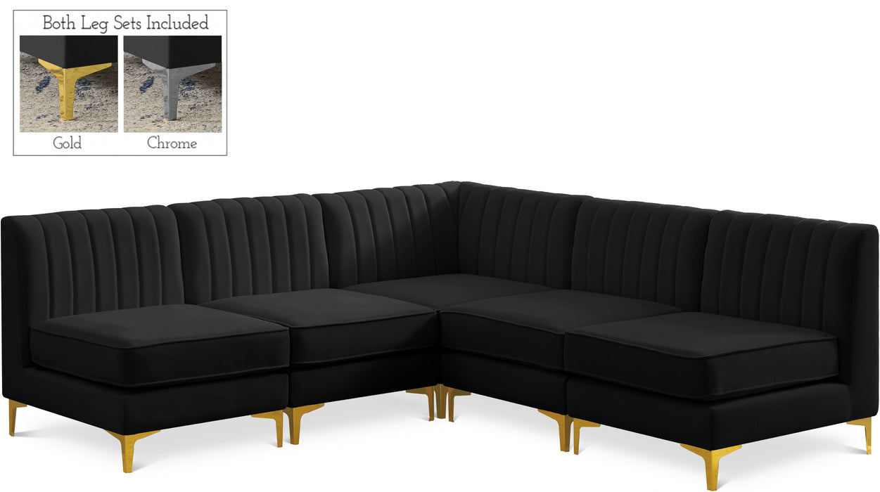 Alina Black Velvet Modular Sectional - Royal Furniture & Gifts (MI) - Multi Location