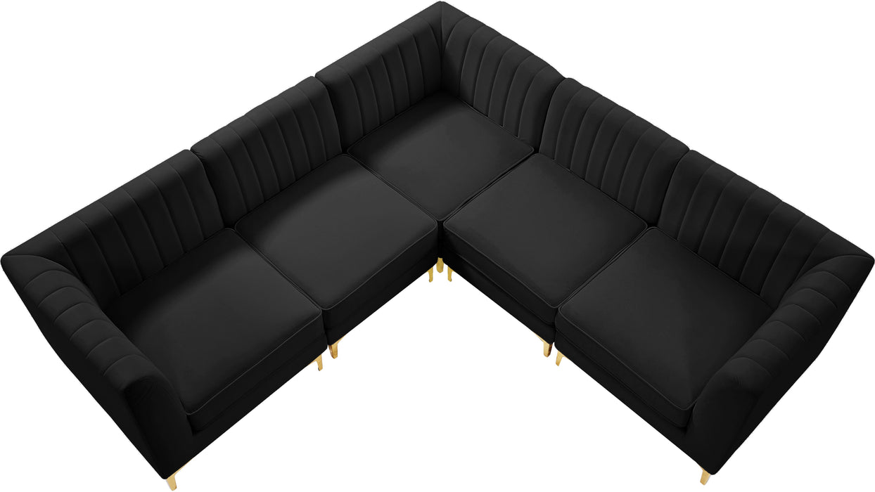 Alina Black Velvet Modular Sectional - Royal Furniture & Gifts (MI) - Multi Location