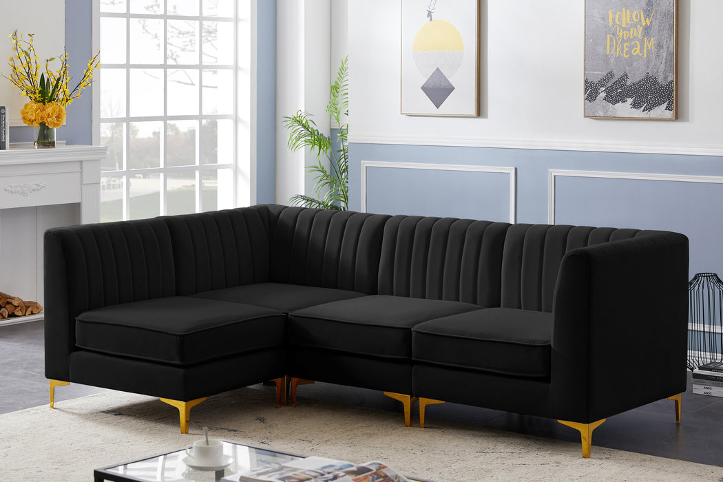 Alina Black Velvet Modular Sectional - Royal Furniture & Gifts (MI) - Multi Location
