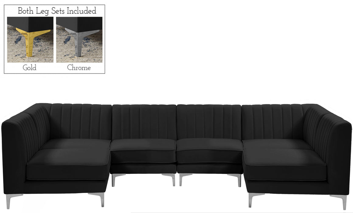 Alina Black Velvet Modular Sectional - Royal Furniture & Gifts (MI) - Multi Location