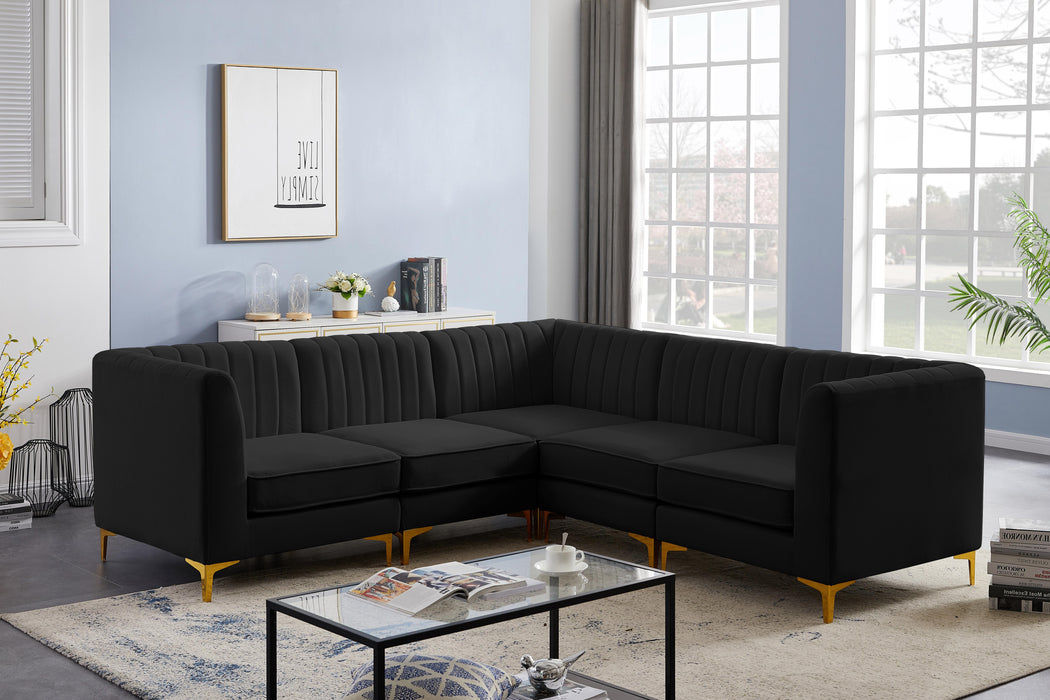 Alina Black Velvet Modular Sectional - Royal Furniture & Gifts (MI) - Multi Location