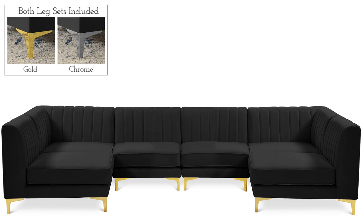 Alina Black Velvet Modular Sectional - Royal Furniture & Gifts (MI) - Multi Location