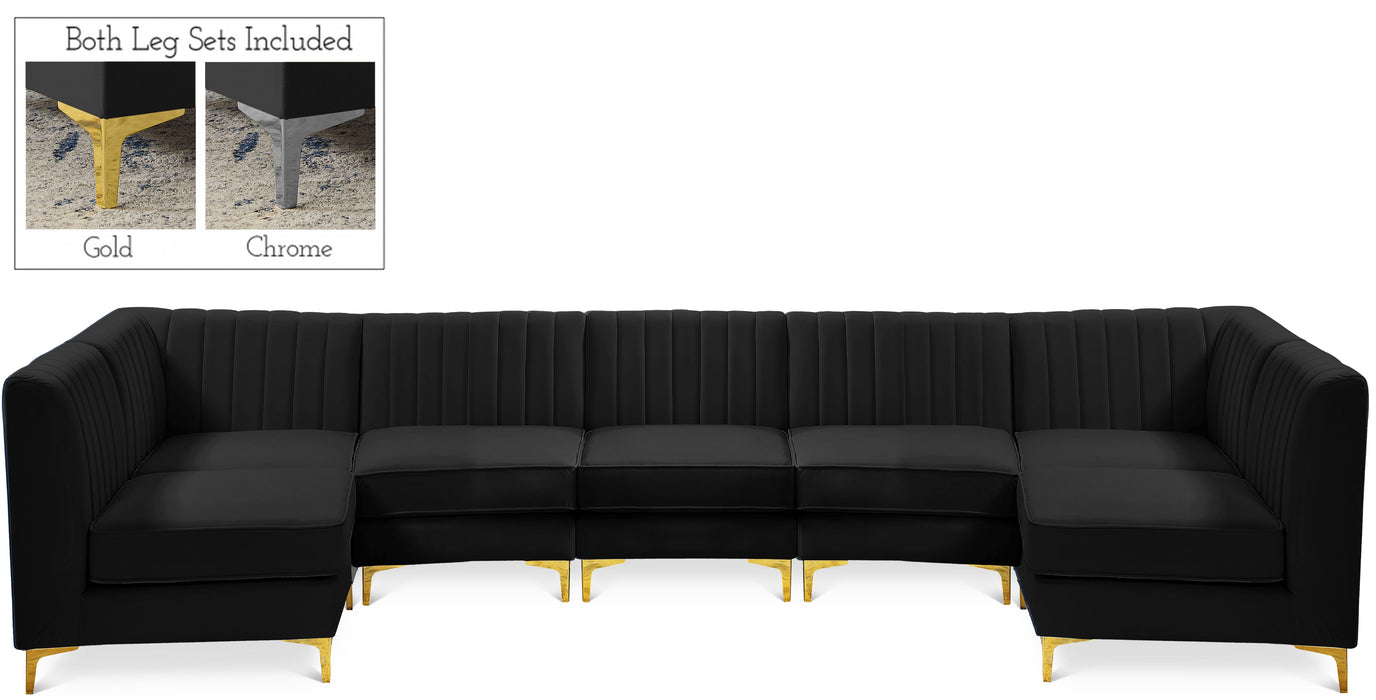 Alina Black Velvet Modular Sectional - Royal Furniture & Gifts (MI) - Multi Location