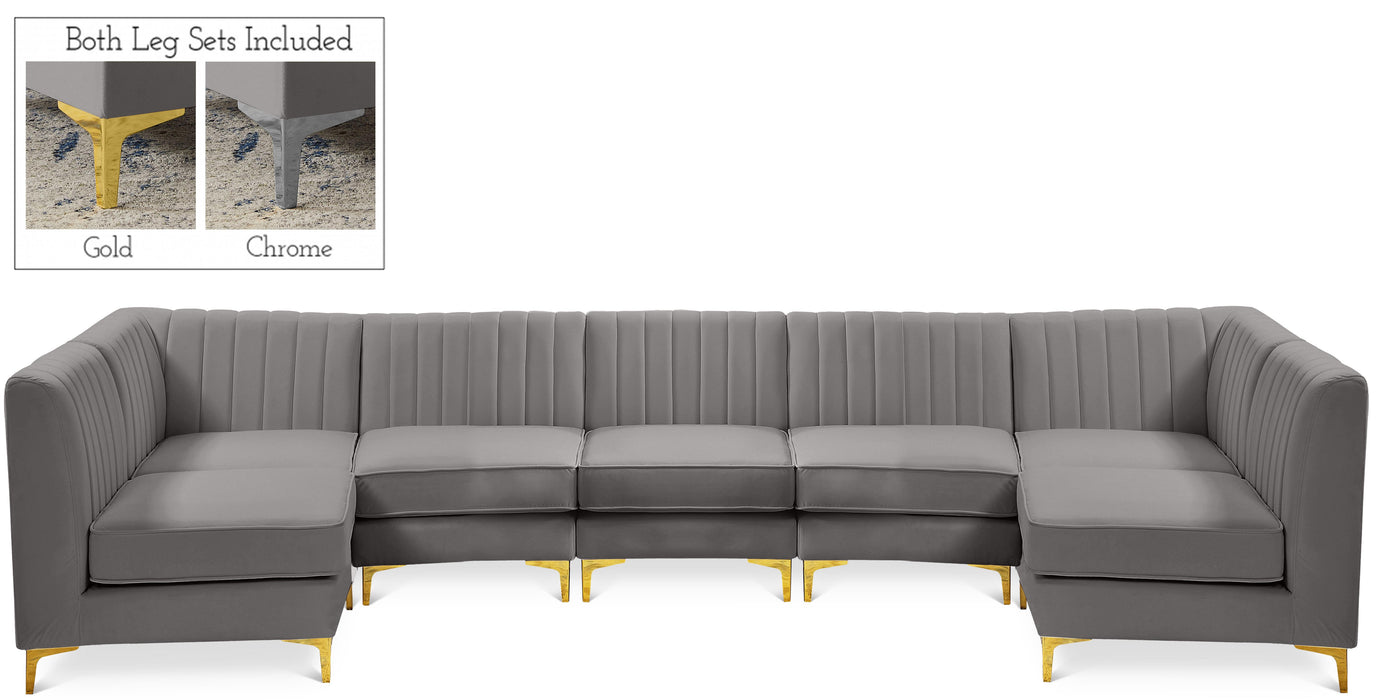 Alina Grey Velvet Modular Sectional - Royal Furniture & Gifts (MI) - Multi Location