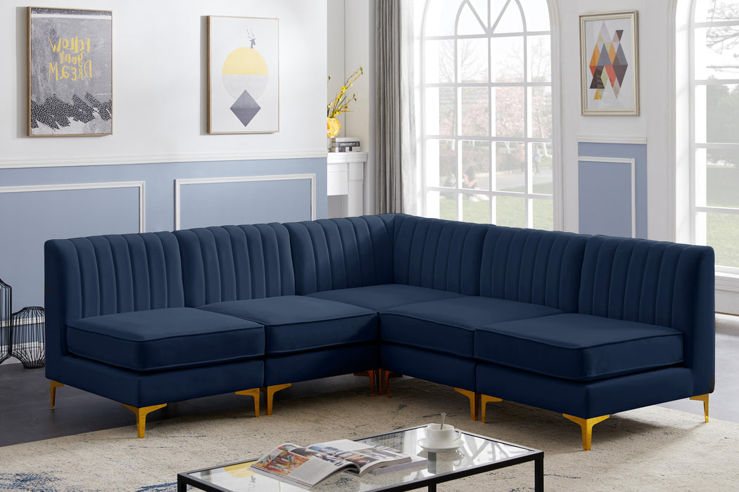 Alina Navy Velvet Modular Sectional - Royal Furniture & Gifts (MI) - Multi Location