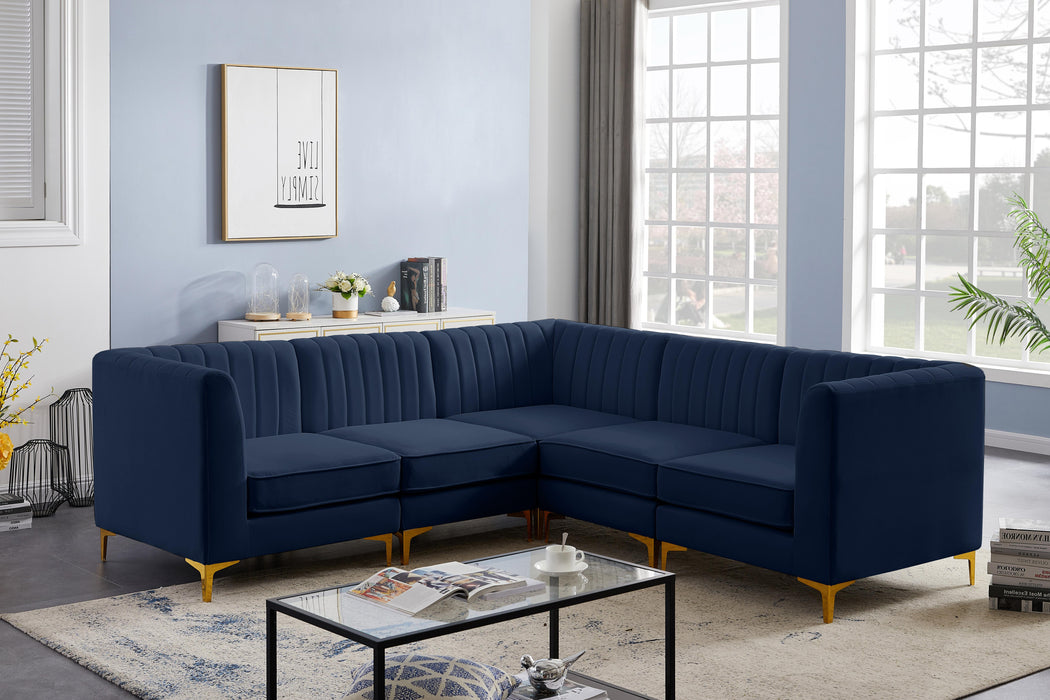 Alina Navy Velvet Modular Sectional - Royal Furniture & Gifts (MI) - Multi Location