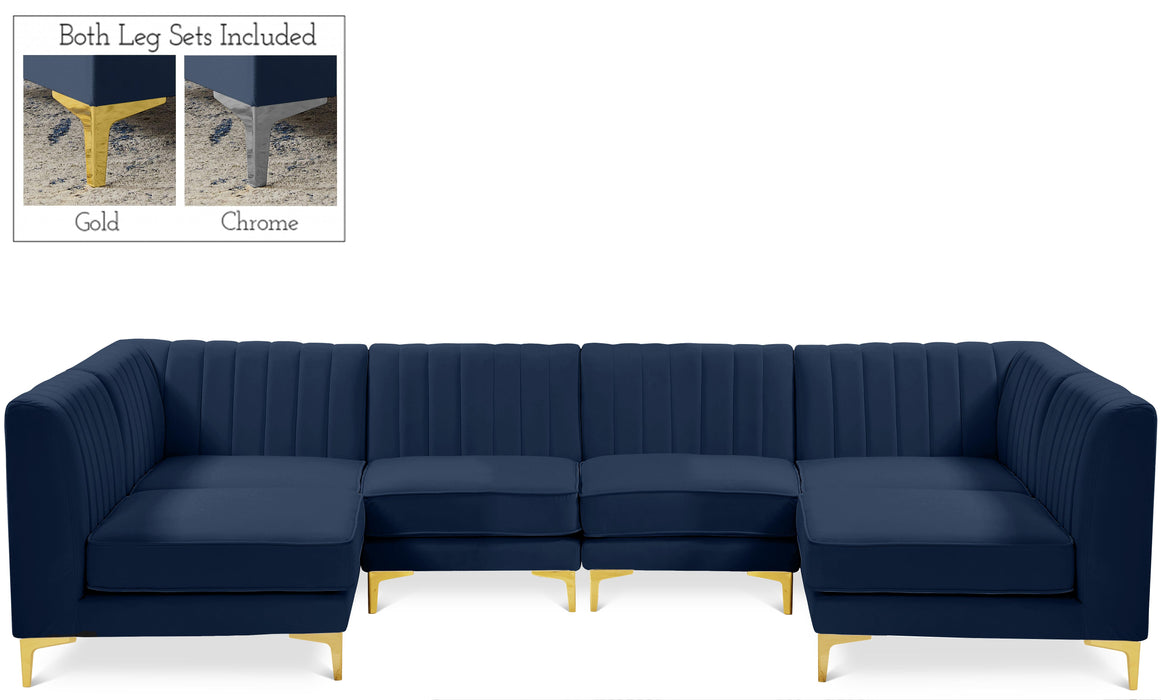 Alina Navy Velvet Modular Sectional - Royal Furniture & Gifts (MI) - Multi Location