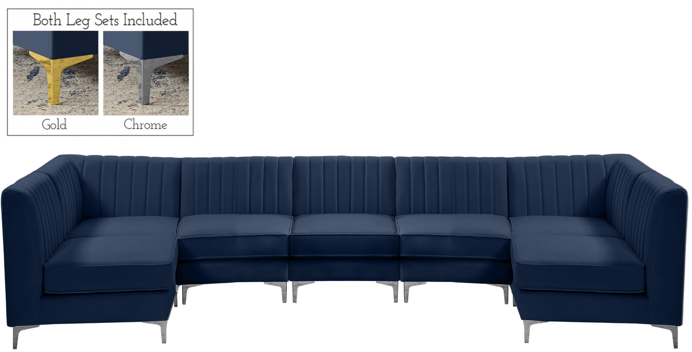 Alina Navy Velvet Modular Sectional - Royal Furniture & Gifts (MI) - Multi Location