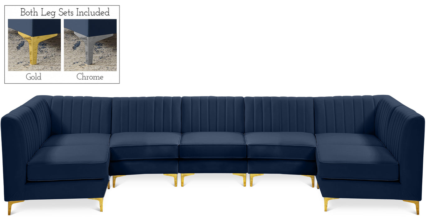 Alina Navy Velvet Modular Sectional - Royal Furniture & Gifts (MI) - Multi Location