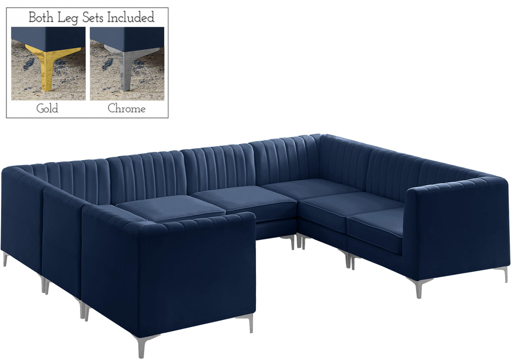 Alina Navy Velvet Modular Sectional - Royal Furniture & Gifts (MI) - Multi Location