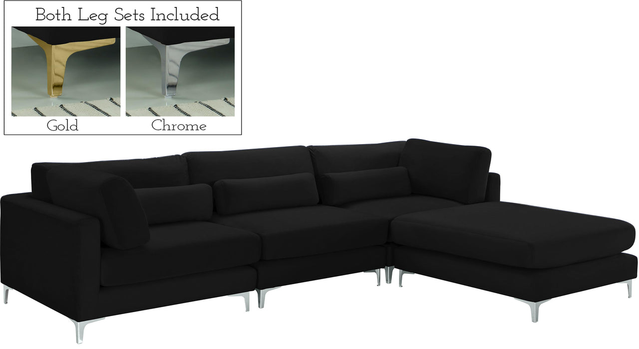 Julia Black Velvet Modular Sectional (4 Boxes) - Royal Furniture & Gifts (MI) - Multi Location