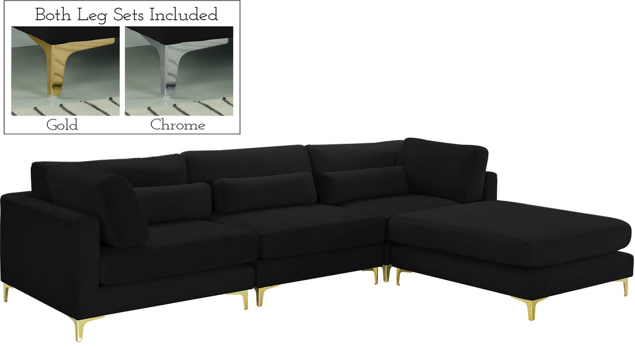 Julia Black Velvet Modular Sectional (4 Boxes) - Royal Furniture & Gifts (MI) - Multi Location