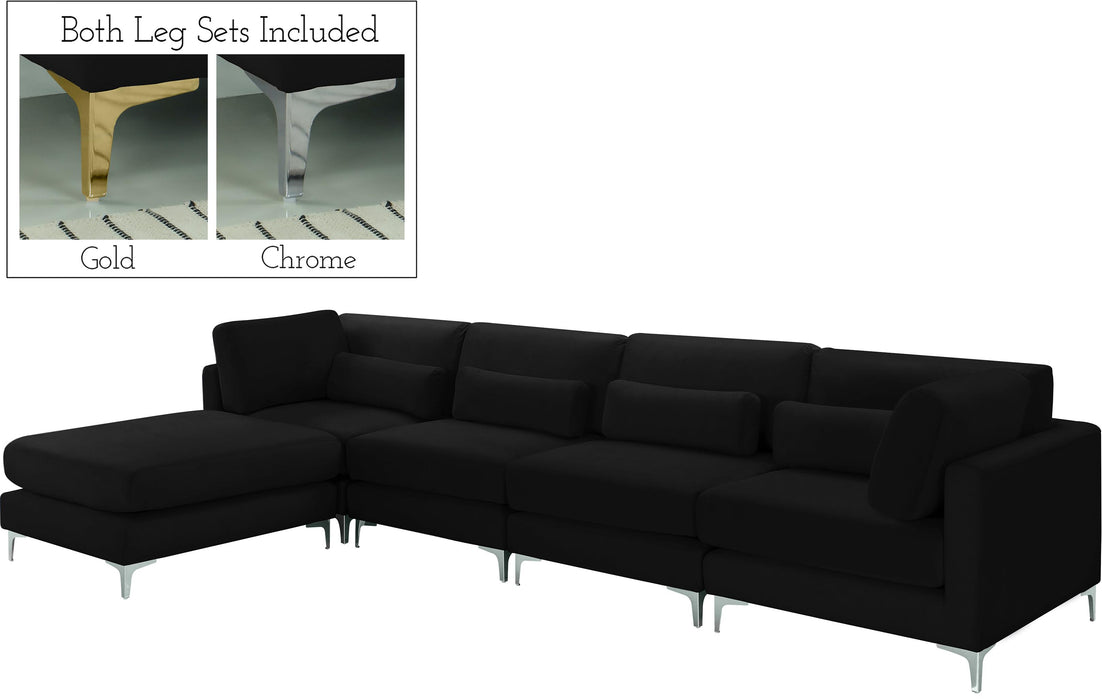 Julia Black Velvet Modular Sectional (5 Boxes) - Royal Furniture & Gifts (MI) - Multi Location
