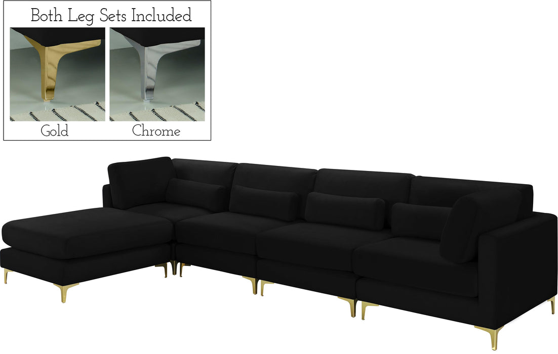 Julia Black Velvet Modular Sectional (5 Boxes) - Royal Furniture & Gifts (MI) - Multi Location