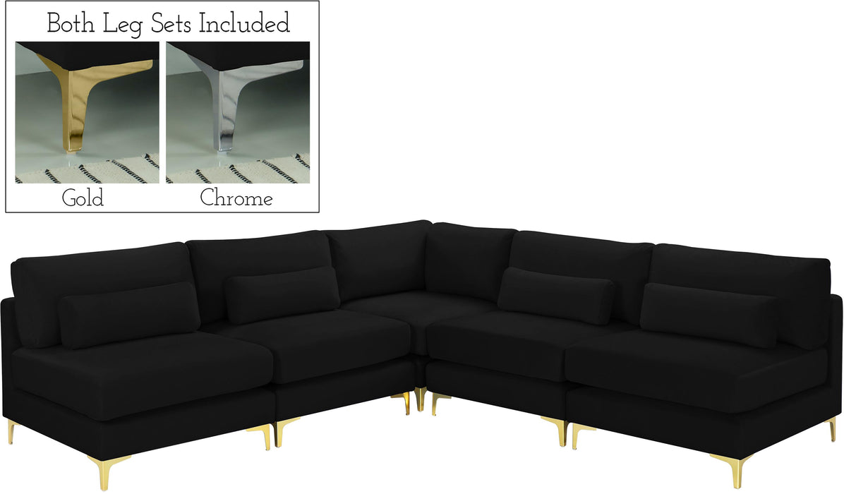 Julia Black Velvet Modular Sectional (5 Boxes) - Royal Furniture & Gifts (MI) - Multi Location