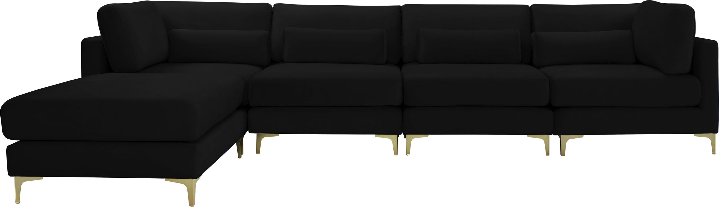 Julia Black Velvet Modular Sectional (5 Boxes) - Royal Furniture & Gifts (MI) - Multi Location