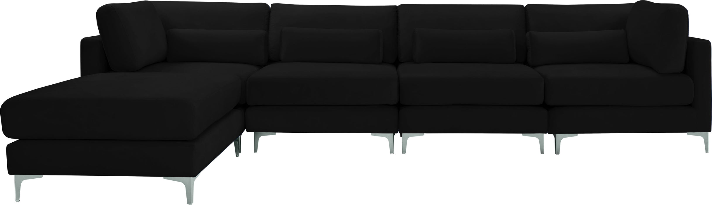 Julia Black Velvet Modular Sectional (5 Boxes) - Royal Furniture & Gifts (MI) - Multi Location
