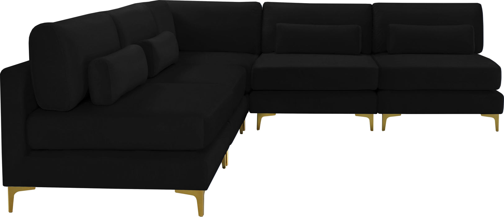 Julia Black Velvet Modular Sectional (5 Boxes) - Royal Furniture & Gifts (MI) - Multi Location