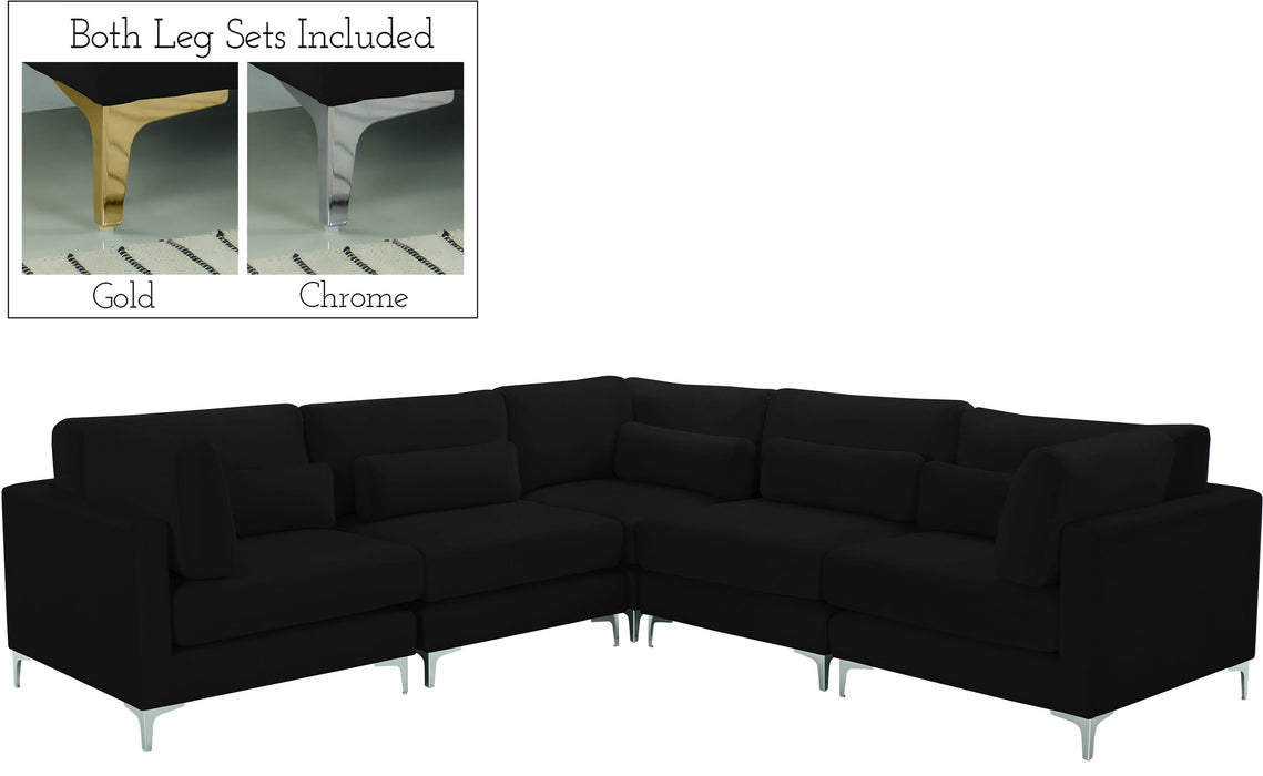 Julia Black Velvet Modular Sectional (5 Boxes) - Royal Furniture & Gifts (MI) - Multi Location