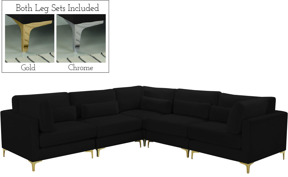 Julia Black Velvet Modular Sectional (5 Boxes) - Royal Furniture & Gifts (MI) - Multi Location