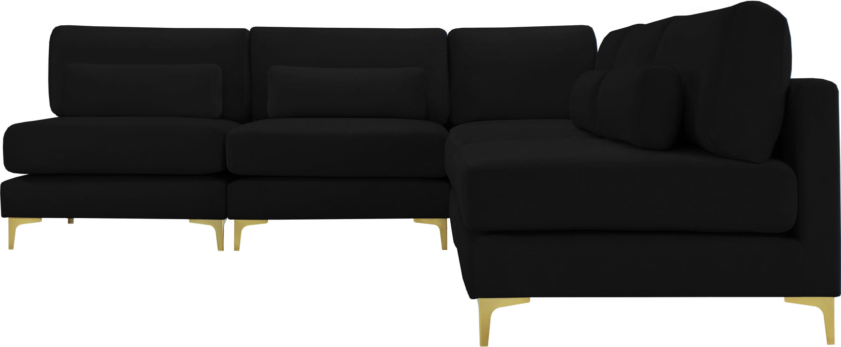 Julia Black Velvet Modular Sectional (5 Boxes) - Royal Furniture & Gifts (MI) - Multi Location