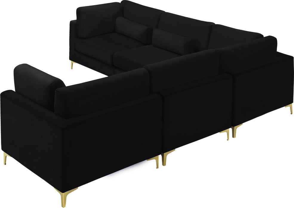Julia Black Velvet Modular Sectional (5 Boxes) - Royal Furniture & Gifts (MI) - Multi Location
