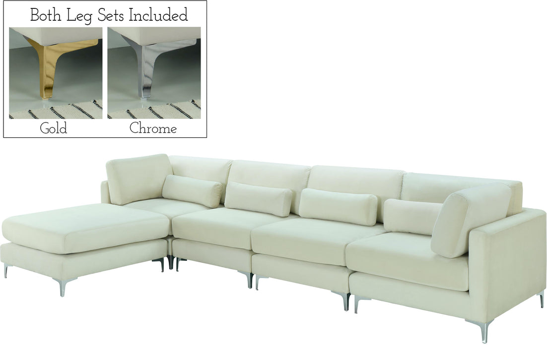 Julia Cream Velvet Modular Sectional (5 Boxes) - Royal Furniture & Gifts (MI) - Multi Location