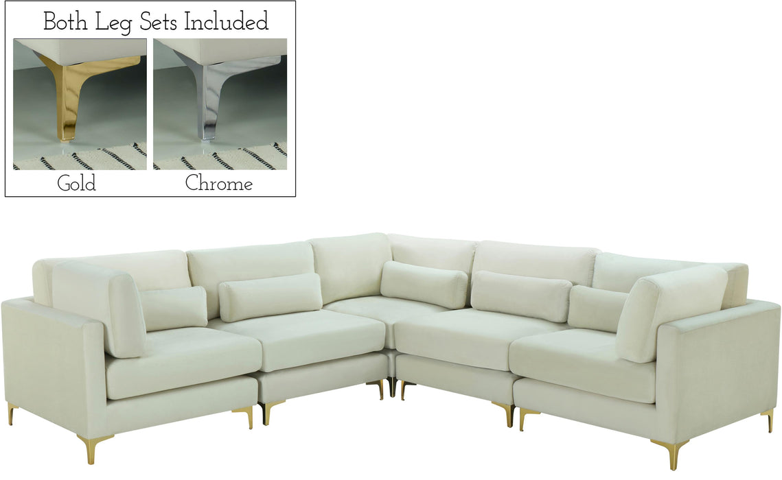 Julia Cream Velvet Modular Sectional (5 Boxes) - Royal Furniture & Gifts (MI) - Multi Location