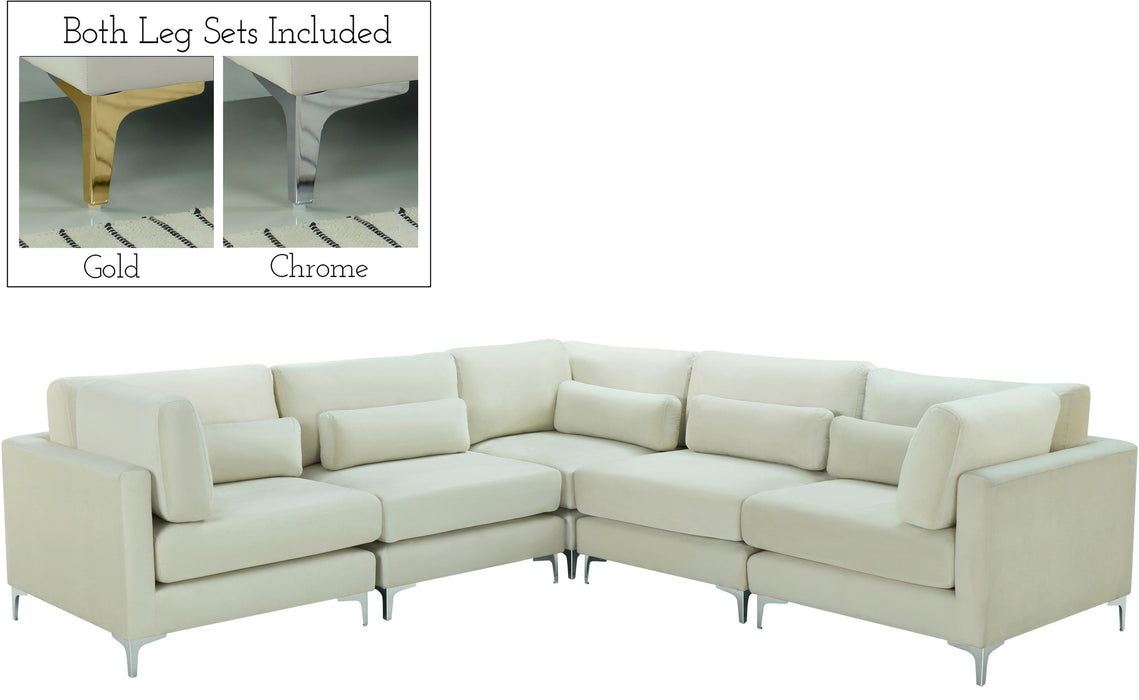 Julia Cream Velvet Modular Sectional (5 Boxes) - Royal Furniture & Gifts (MI) - Multi Location