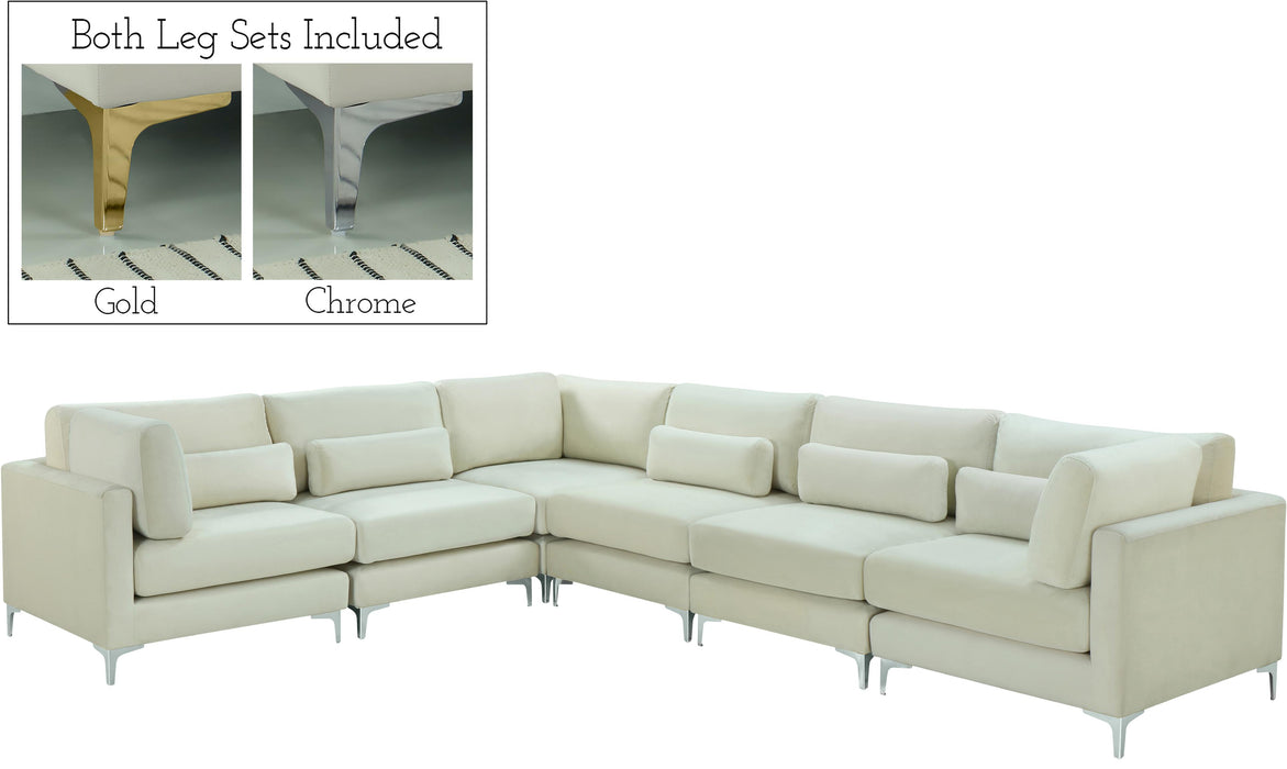Julia Cream Velvet Modular Sectional (6 Boxes) - Royal Furniture & Gifts (MI) - Multi Location