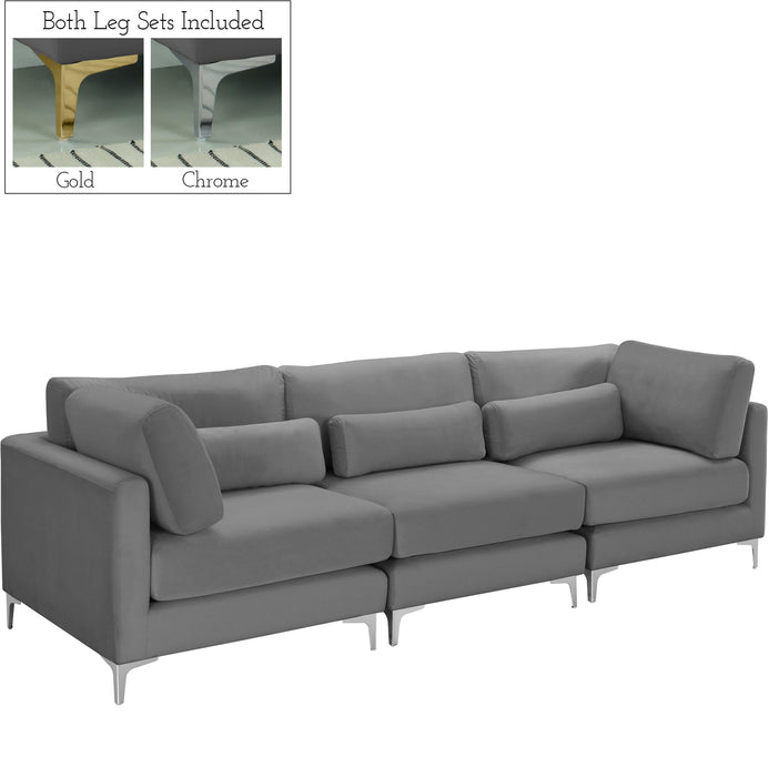 Julia Grey Velvet Modular Sofa (3 Boxes) - Royal Furniture & Gifts (MI) - Multi Location