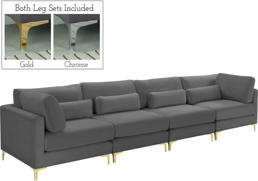 Julia Grey Velvet Modular Sofa (4 Boxes) - Royal Furniture & Gifts (MI) - Multi Location