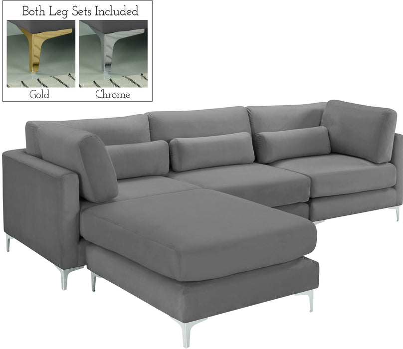 Julia Grey Velvet Modular Sectional (4 Boxes) - Royal Furniture & Gifts (MI) - Multi Location