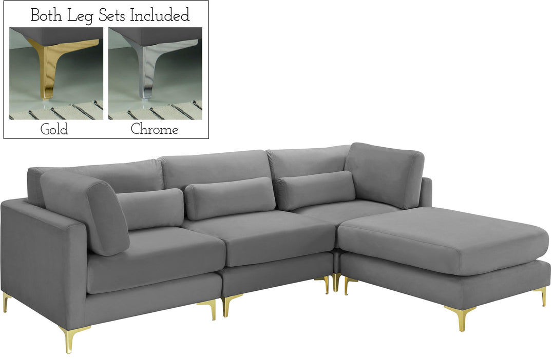 Julia Grey Velvet Modular Sectional (4 Boxes) - Royal Furniture & Gifts (MI) - Multi Location