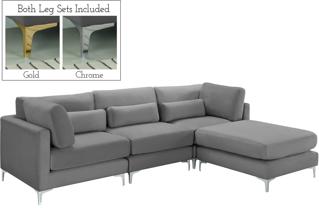 Julia Grey Velvet Modular Sectional (4 Boxes) - Royal Furniture & Gifts (MI) - Multi Location