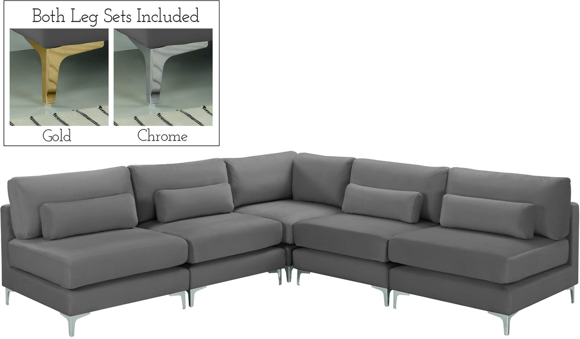 Julia Grey Velvet Modular Sectional (5 Boxes) - Royal Furniture & Gifts (MI) - Multi Location