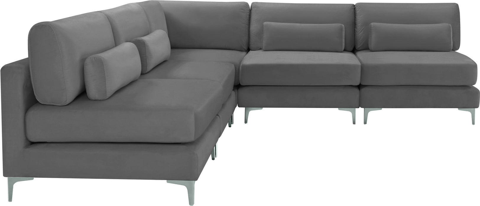 Julia Grey Velvet Modular Sectional (5 Boxes) - Royal Furniture & Gifts (MI) - Multi Location