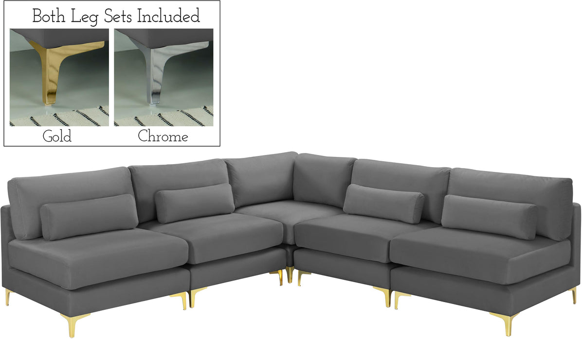 Julia Grey Velvet Modular Sectional (5 Boxes) - Royal Furniture & Gifts (MI) - Multi Location