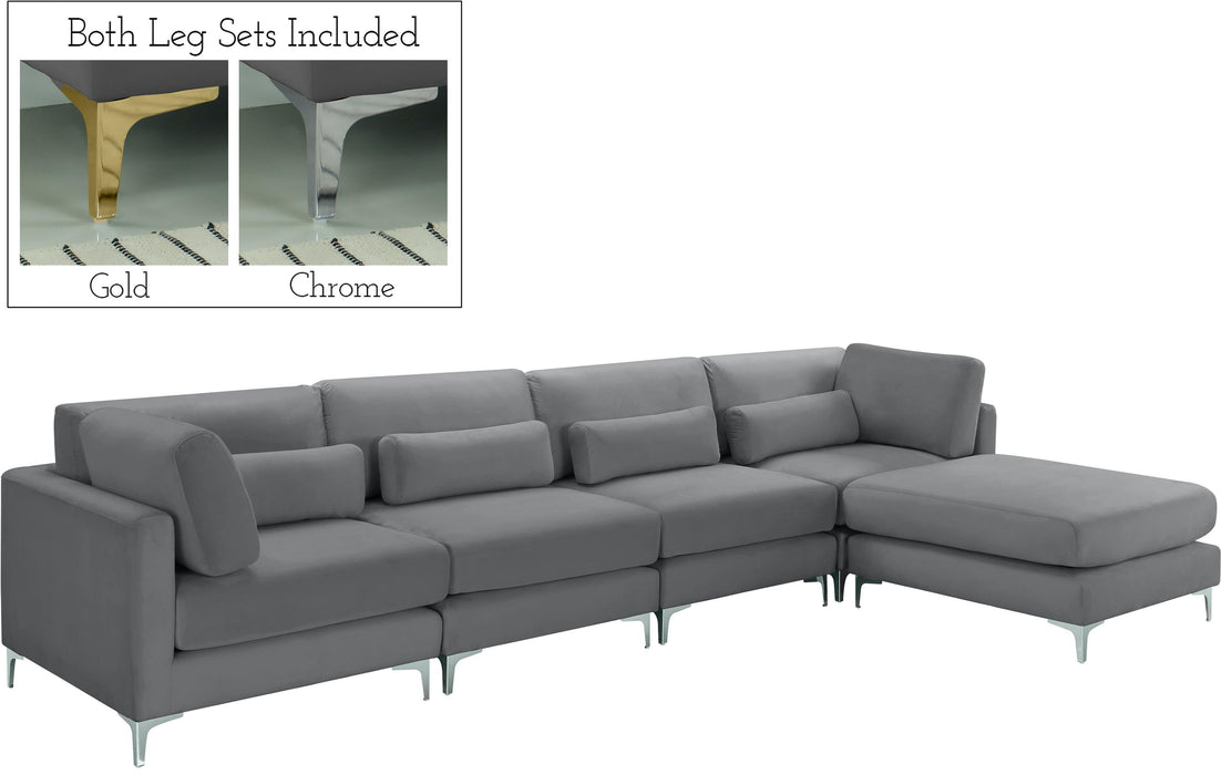 Julia Grey Velvet Modular Sectional (5 Boxes) - Royal Furniture & Gifts (MI) - Multi Location