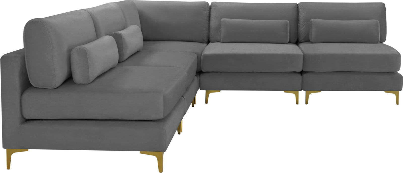 Julia Grey Velvet Modular Sectional (5 Boxes) - Royal Furniture & Gifts (MI) - Multi Location
