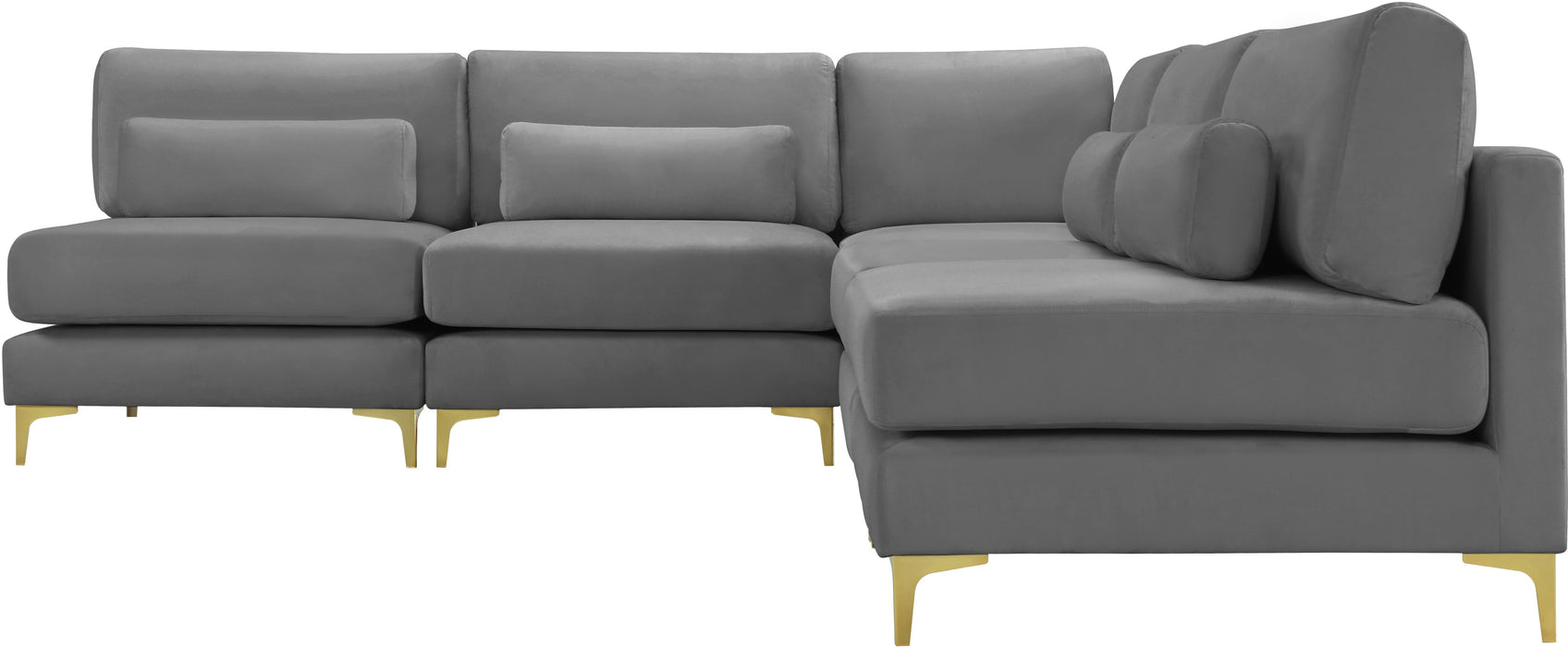 Julia Grey Velvet Modular Sectional (5 Boxes) - Royal Furniture & Gifts (MI) - Multi Location