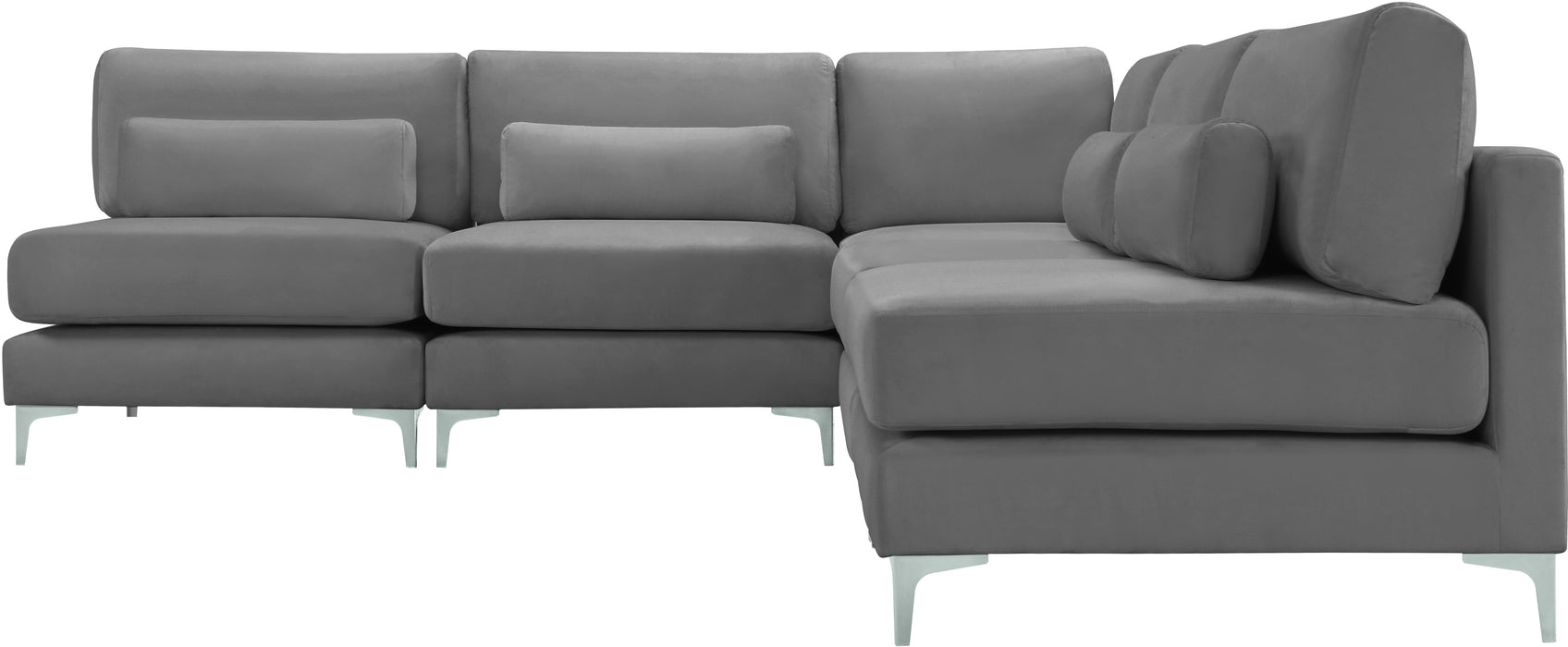 Julia Grey Velvet Modular Sectional (5 Boxes) - Royal Furniture & Gifts (MI) - Multi Location